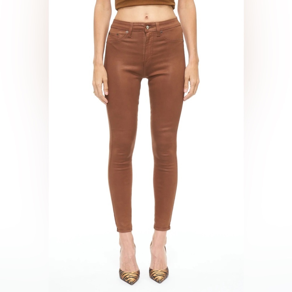 Pistola ALINE High Rise Skinny Jeans- Coated Cognac Size 25